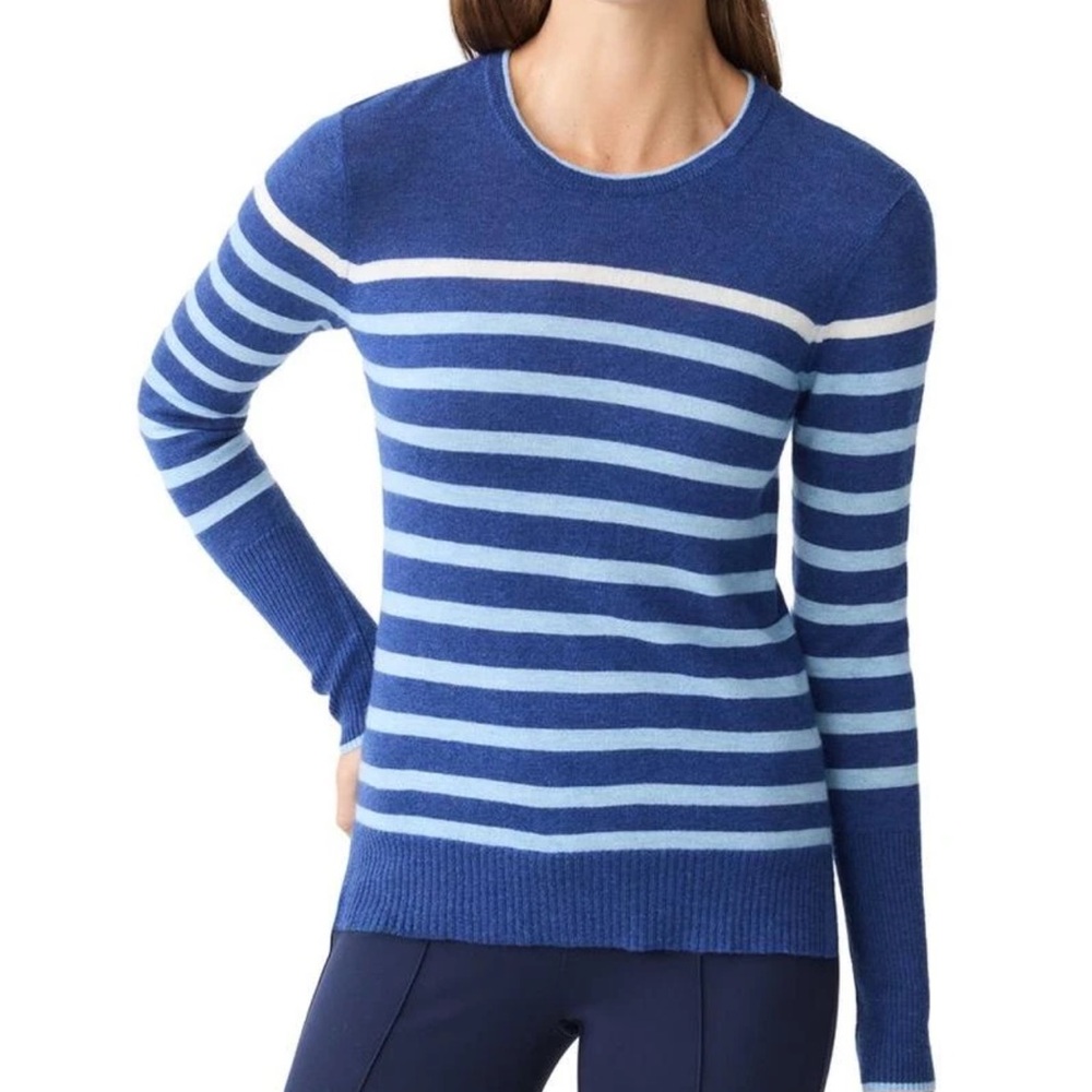 J. McLaughlin Cashmere Poet Sweater‎ Stripes Soft Cozy Warm Blue Size Small